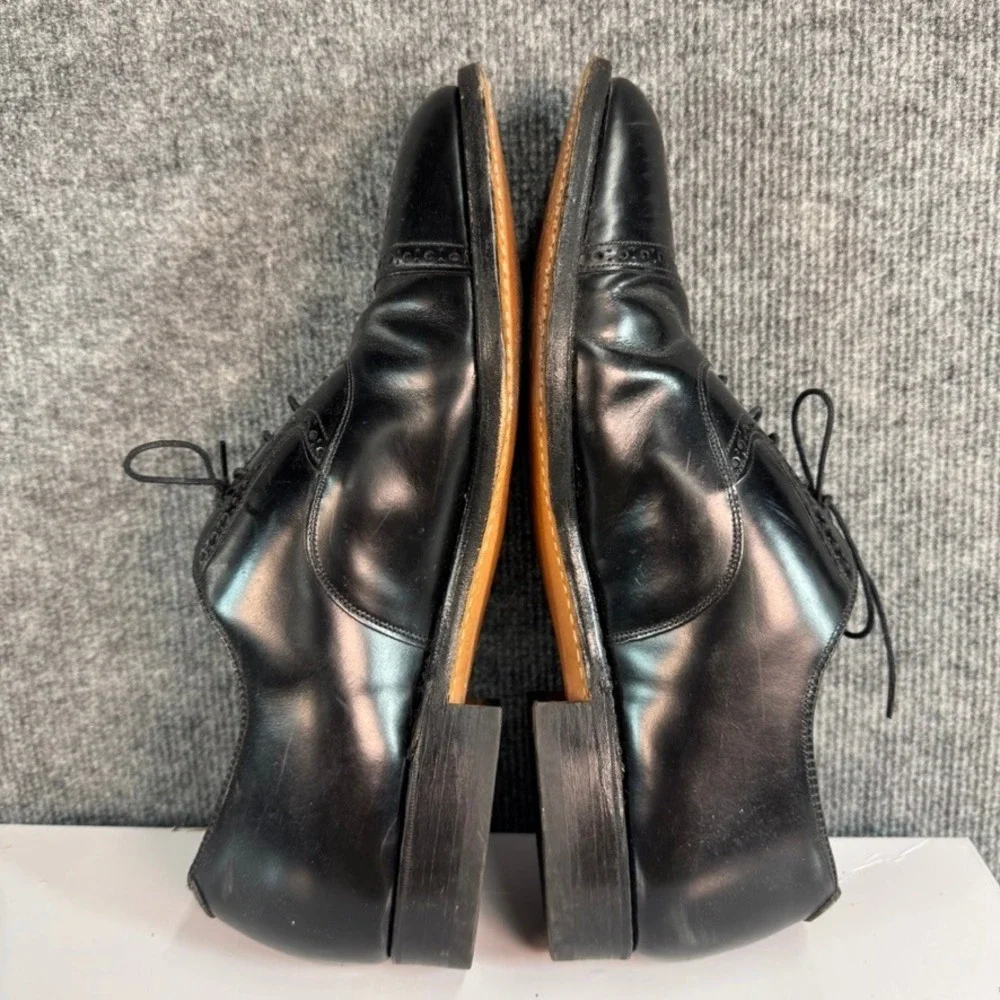 Johnston & Murphy Aristocraft Mens Black Leather Cap Toe Brogue Shoes USA 13